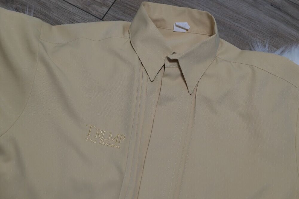 Donald TRUMP TAJ MAHAL Atlantic City Vintage Casino Dealer Shirt Sz 15.5/35
